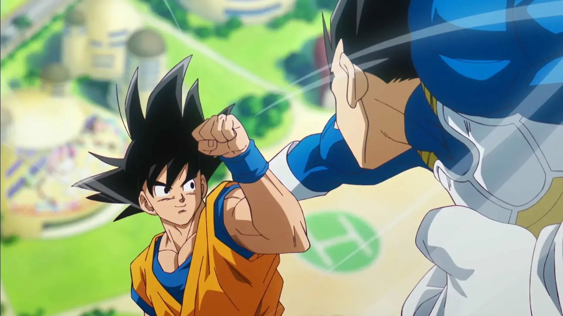 Goku e Vegeta in uno scontro di Dragon Ball Daima.