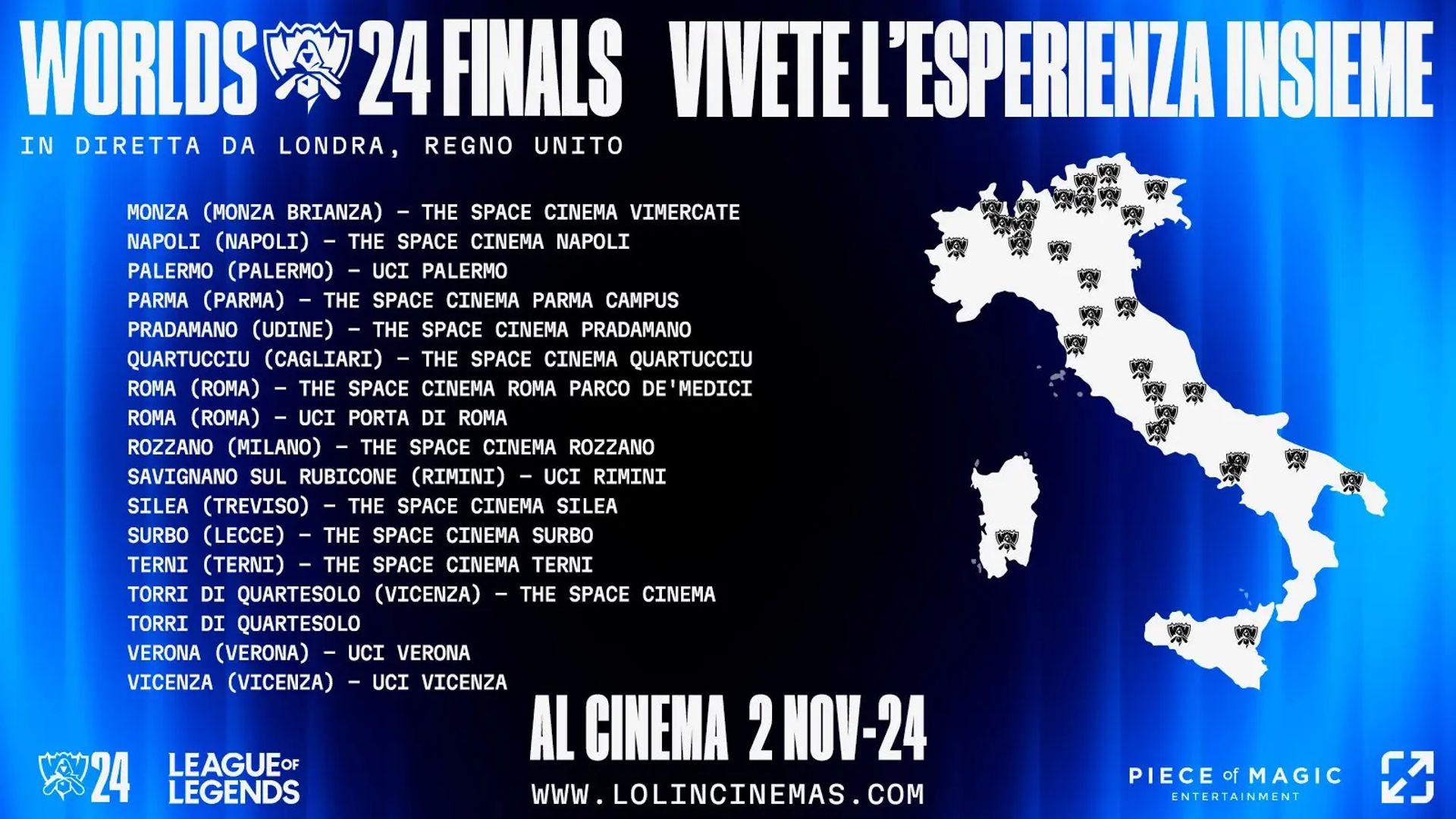 Locandina per la finale di League of Legends ai cinema in Italia il 2 novembre 2024. 10086112