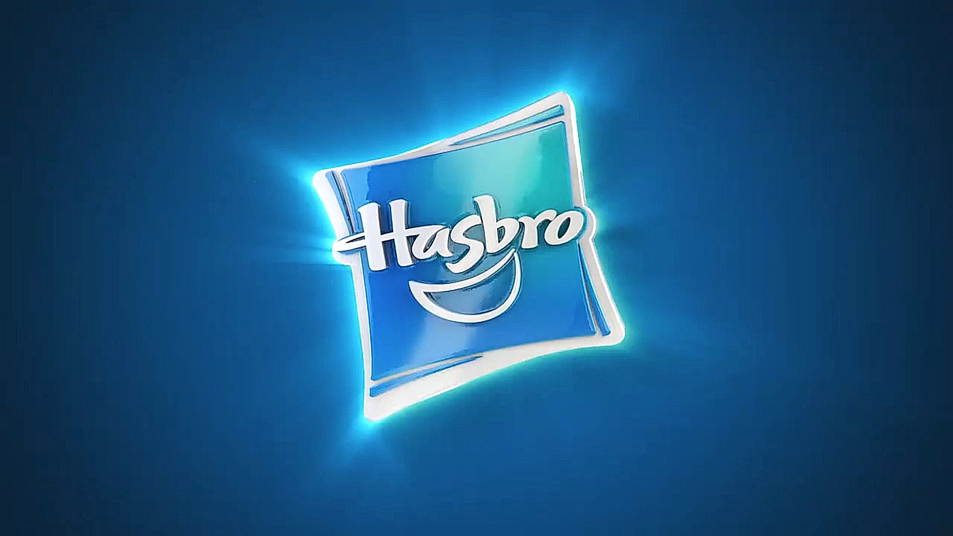 Logo di Hasbro su sfondo blu, simbolo iconico nel settore giochi e intrattenimento.