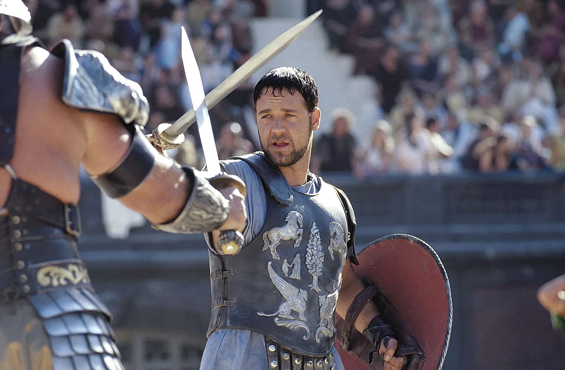 Russell Crowe nel film Il Gladiatore