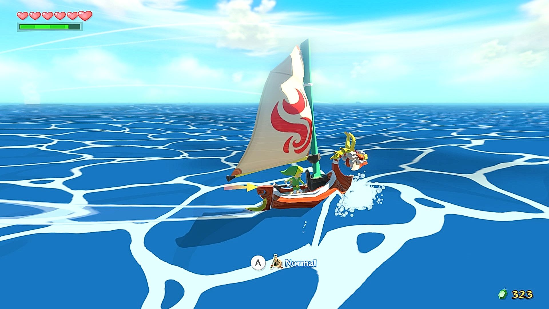 Personaggio in barca a vela su oceano in cell-shading da The Legend of Zelda: The Wind Waker. 10088047