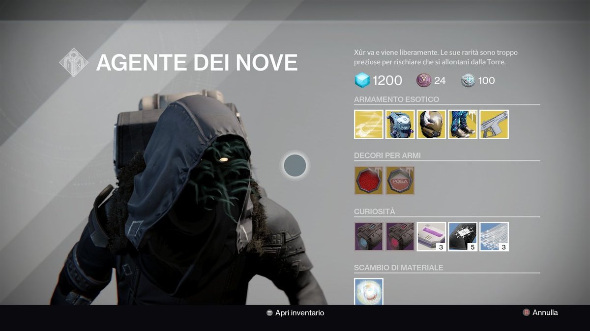 Xur Posizione e inventario 23 Settembre