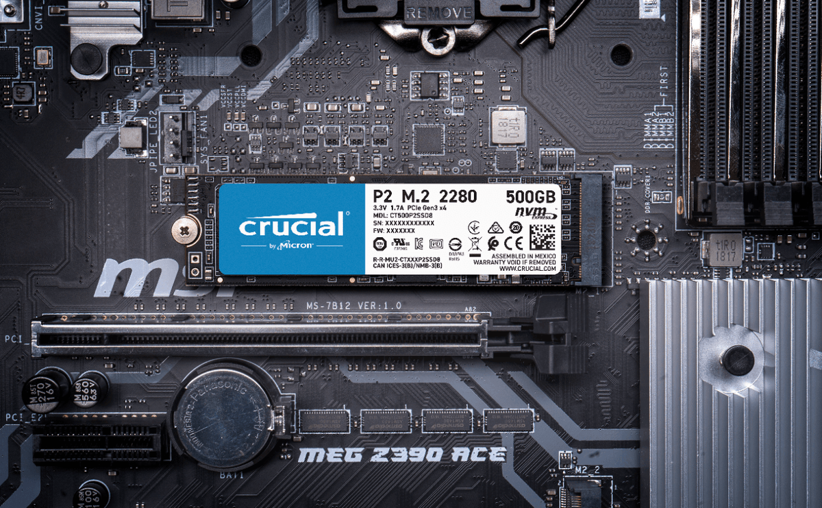 Crucial P2 SSD Motherboard Flat Image