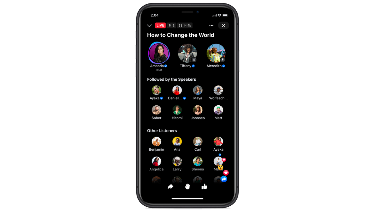 Facebook Live Audio Rooms Interfaccia