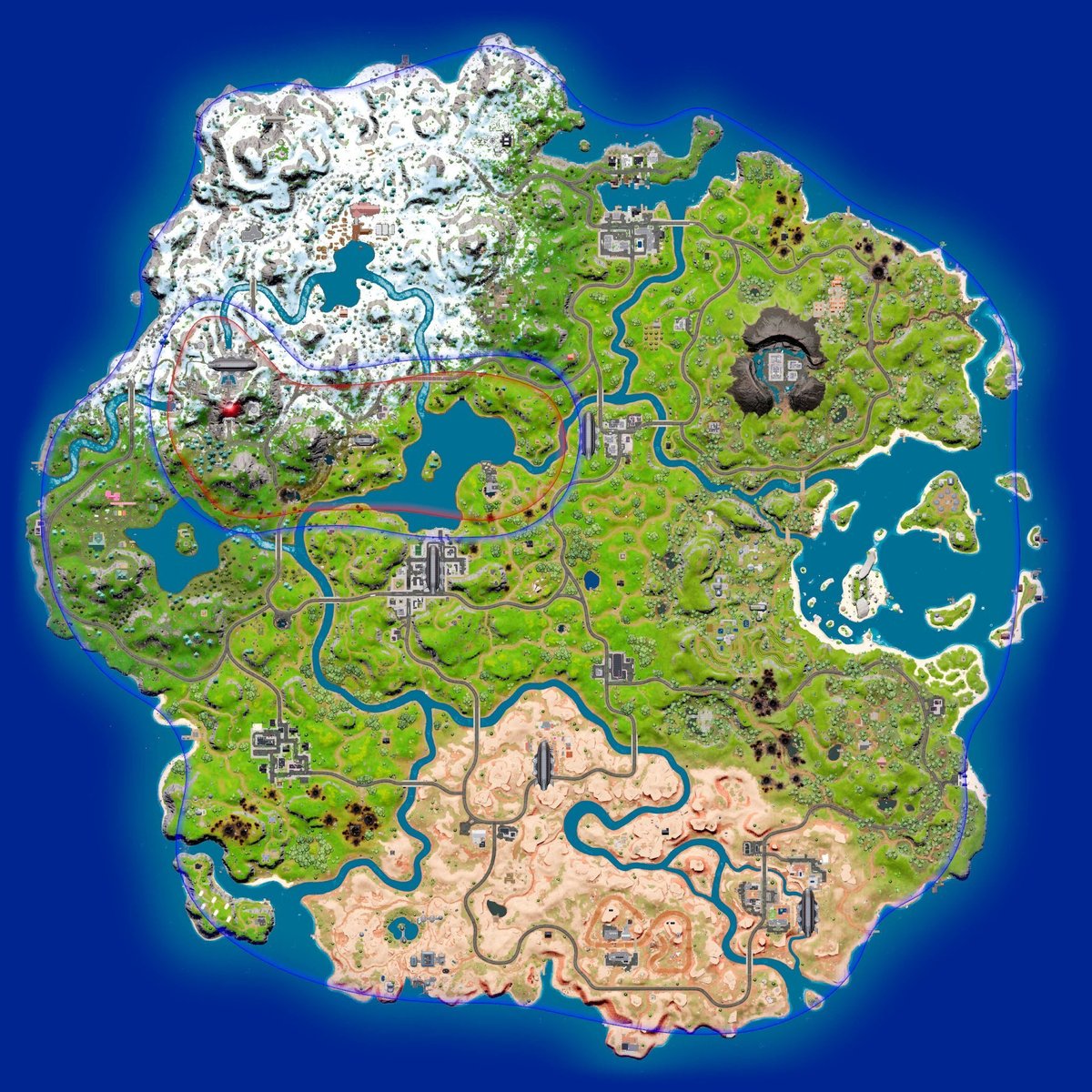 Fortnite mappa stadio finale Capitolo 3 Stagione 2