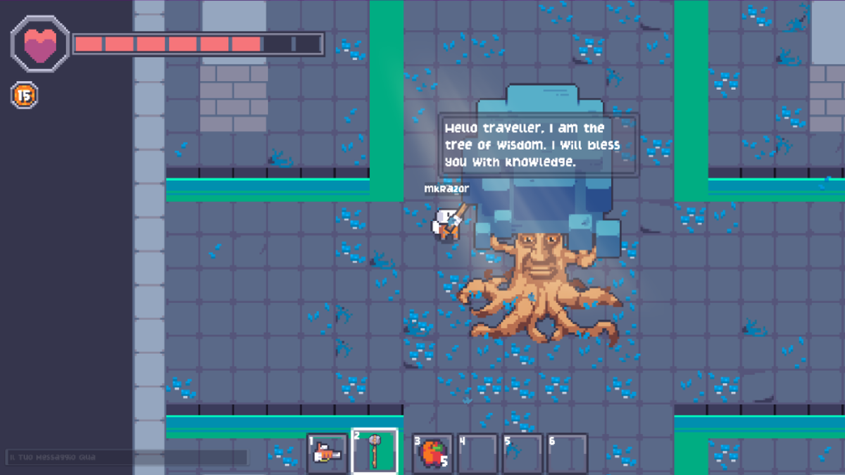 Stanza del dungeon di Starground con l'albero della saggezza