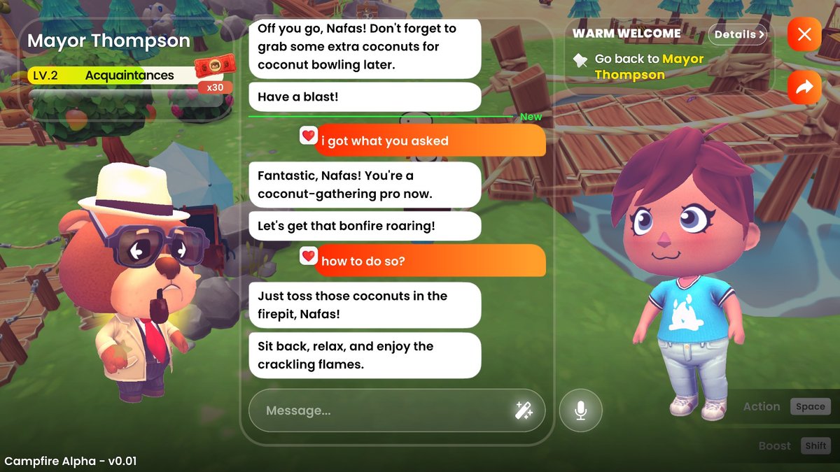 Campfire: Cozy AI Villagers conversazioni