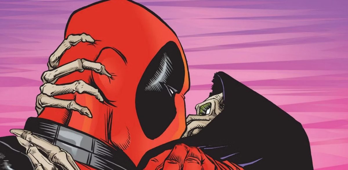 Lady Morte e Deadpool in un fumetto Marvel.