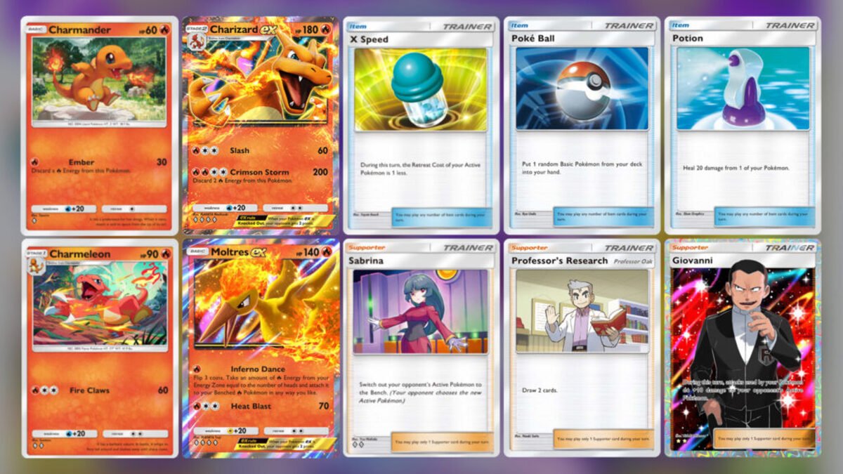 Pokémon TCG Pocket Charizard, Moltres e personaggi iconici come Sabrina e Giovanni.