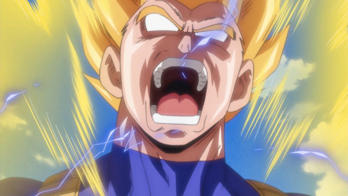 Vegeta si trasforma in Dragon Ball Z: Battle of Gods.