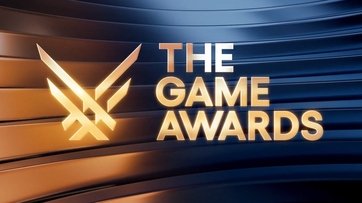 Logo dei The Game Awards 2024 su uno sfondo blu e oro, evento annuale di premiazione videogiochi. 