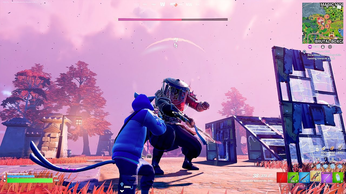 Boss fight contro lo shogun in Fortnite.