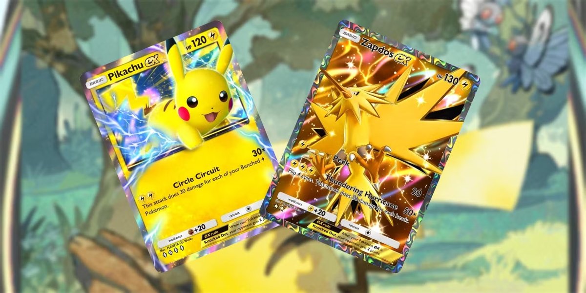 Pikachu ex e Zapdos ex su Pokémon TCG Pocket.
