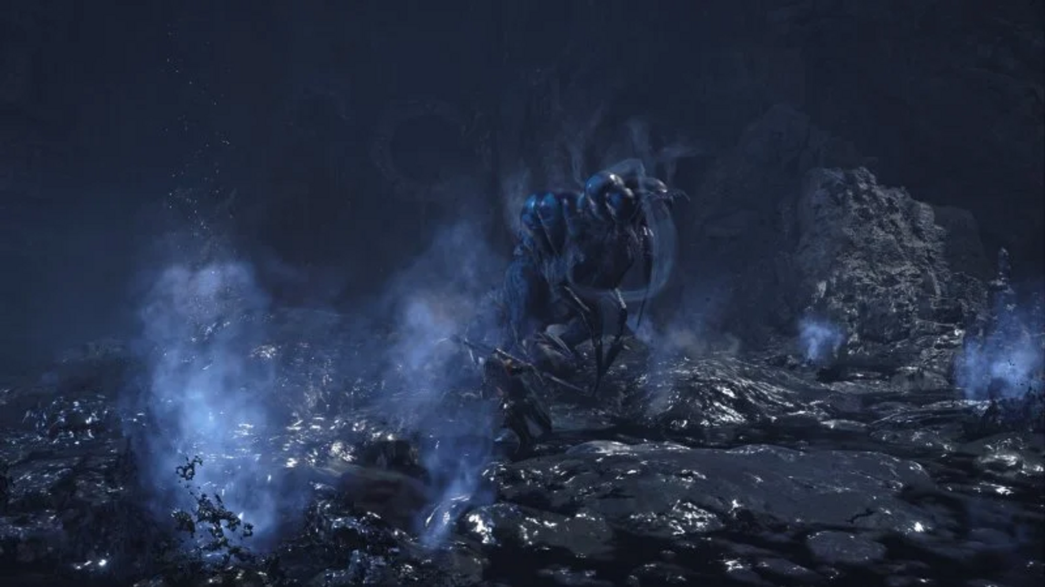 Il rompopolo e la sua zona in Monster Hunter Wilds.