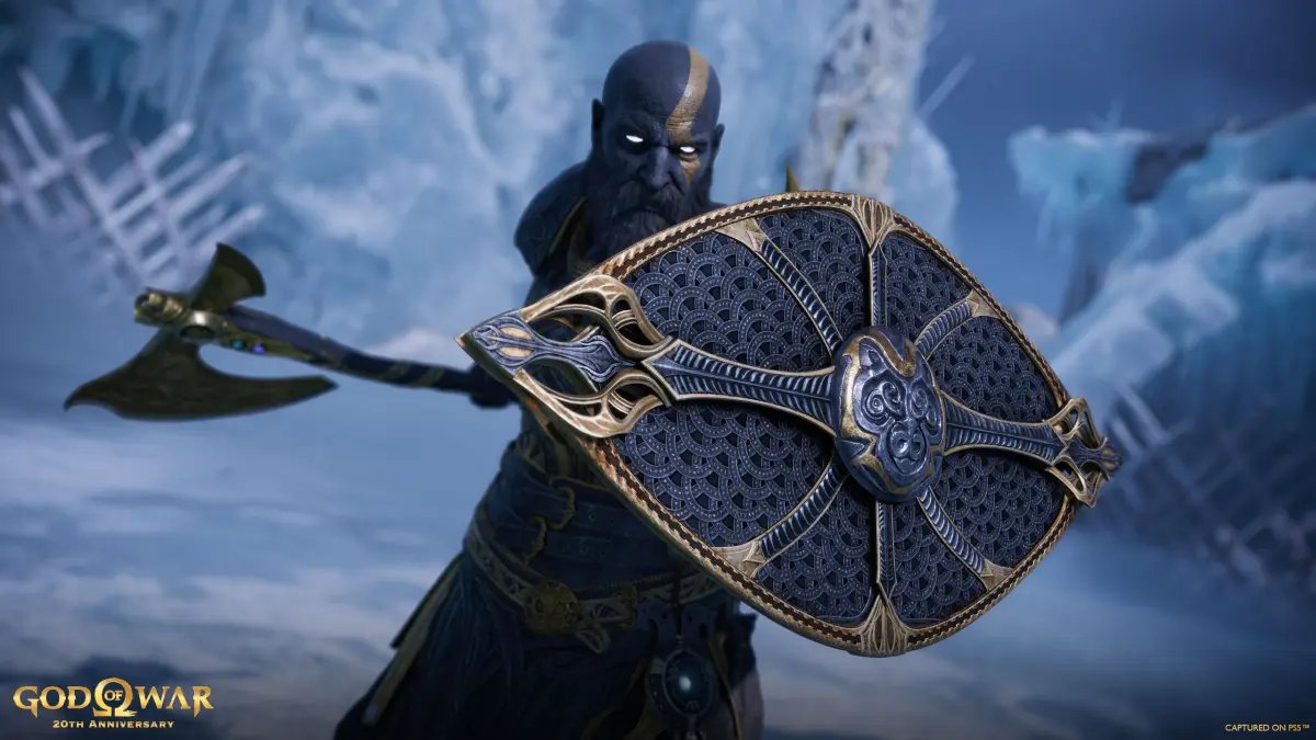 Kratos nella versione Dark Odyssey in GoW Ragnarök