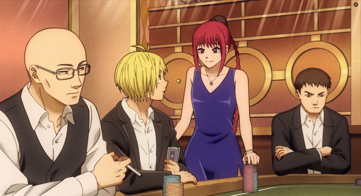 Shin e Lu mentre giocano a Poker in Sakamoto Days.