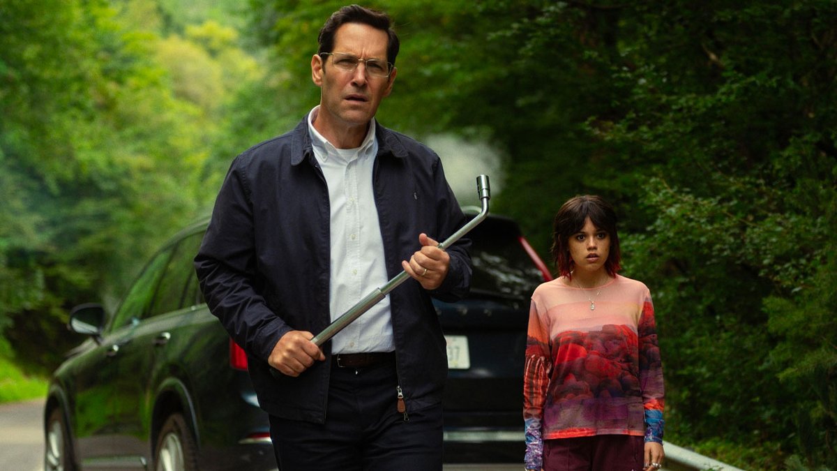 Paul Rudd e Jenna Ortega in Death of a Unicorn