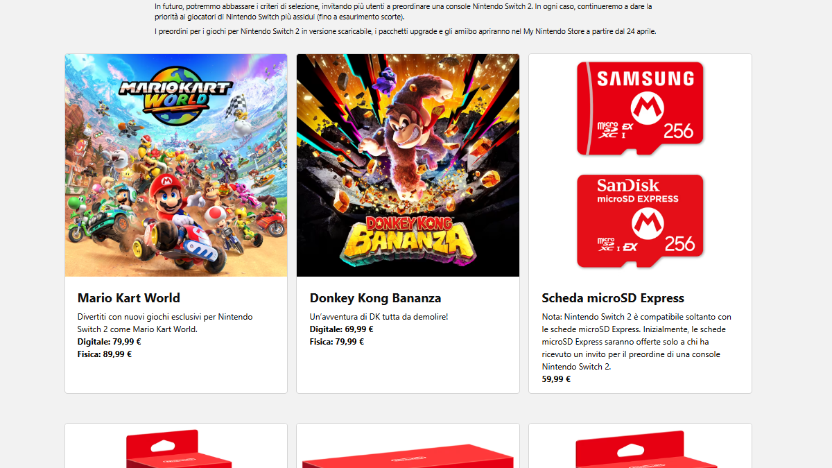 Mario Kart World e Donkey Kong Bananza costeranno 89,99€ e 79,99€ in edizione fisica