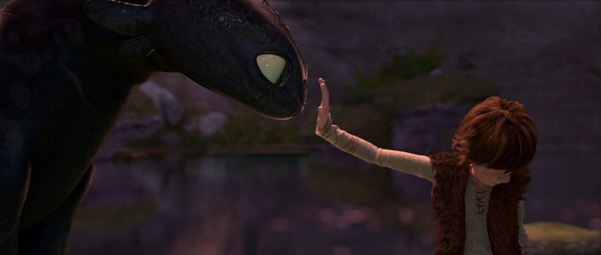 Una scena dal film animato, Dragon Trainer.