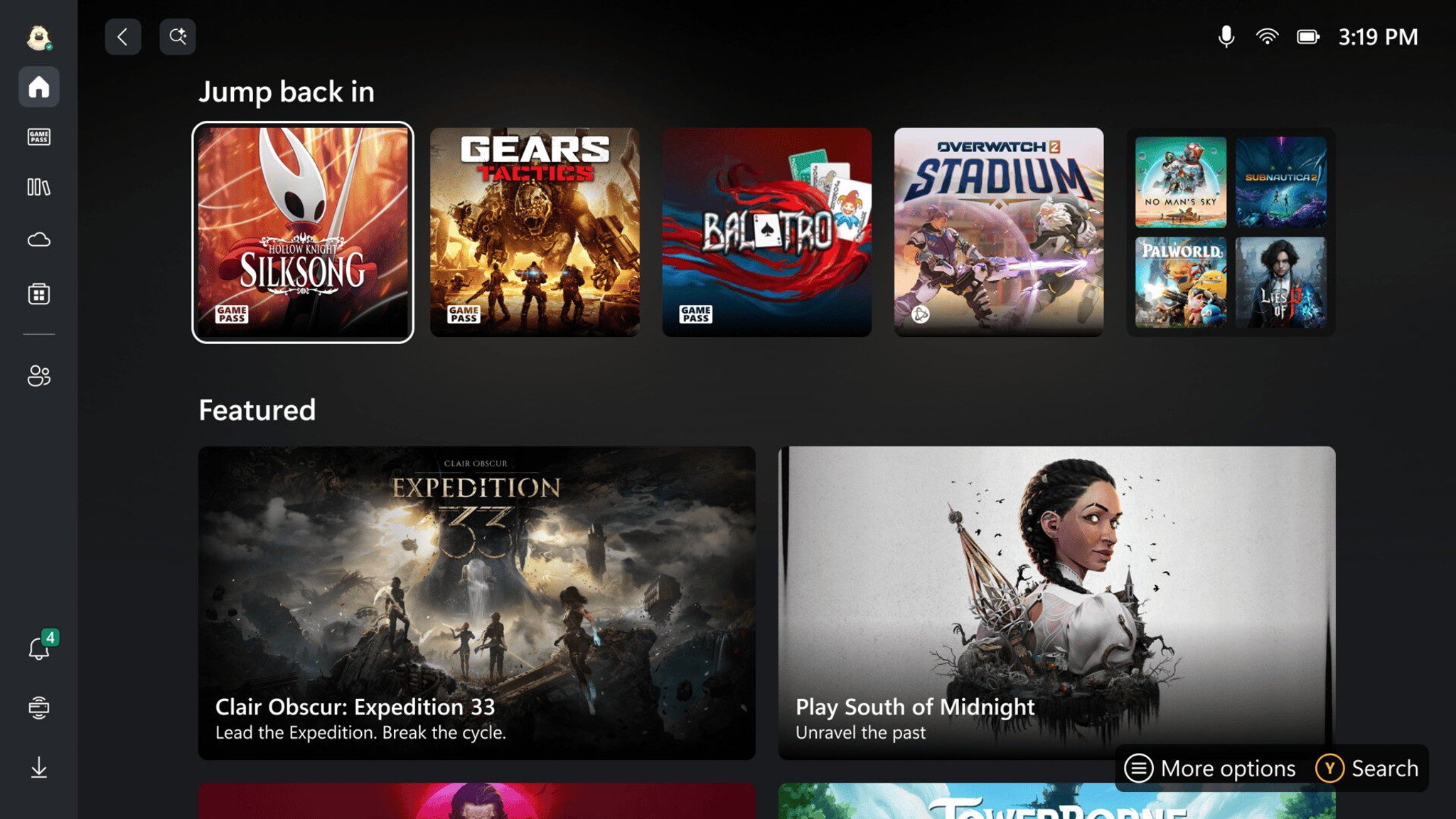 ROG XBOX Ally, interfaccia utente