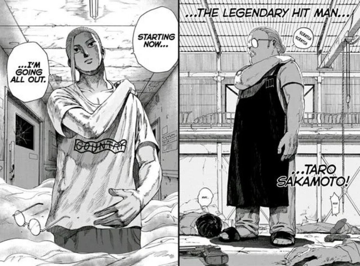 Sakamoto Days - manga panel comparison.