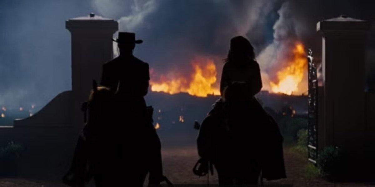Una scena dal finale del film, Django Unchained.
