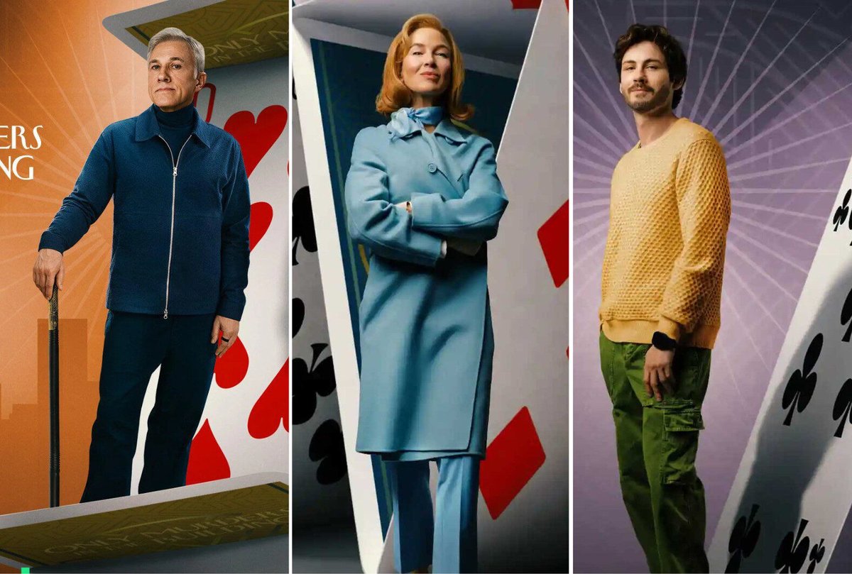 Christoph Waltz, Renee Zellweger e Logan Lerman in Only Murders in the Building 5.