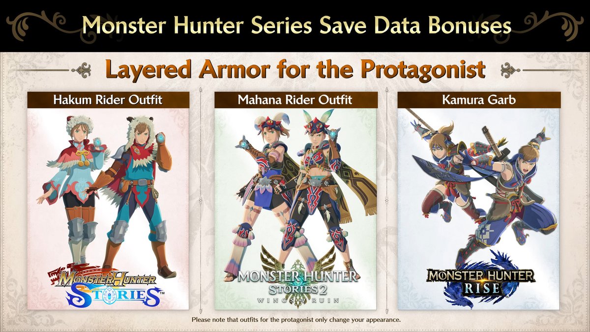 Armature bonus di Monster Hunter Stories 3 dal cross-save